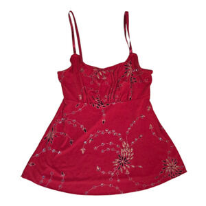 Vintage Y2K Club Cami Sparkle Red Size M IZ Byer California